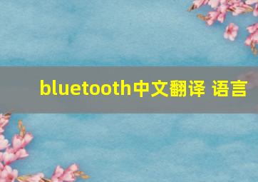 bluetooth中文翻译 语言